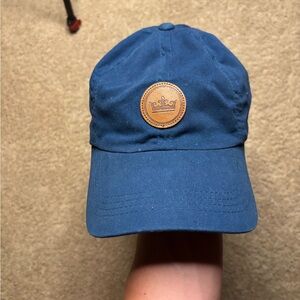 Peter Millar Blue and Brown Casual Hat with Leather Patch